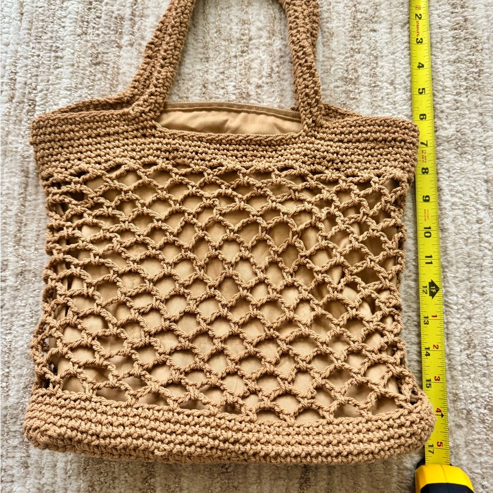 Handcrafted Tan Crochet Tote Bag